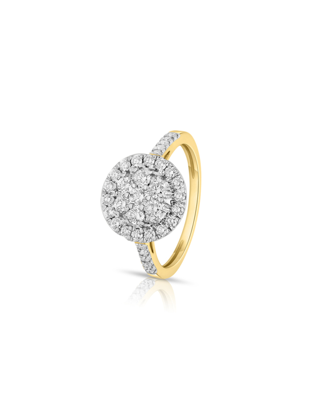 inel de logodna Luna aur 14 kt bouquet pave cu diamante FI51948Q-WD4YP