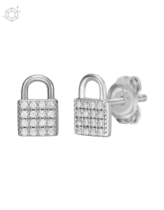 Fossil Sterling Silver stud lacat si cubic zirconia 