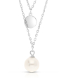 colier argint 925 dublu lant cu perla si banut PSG0153-RH-W