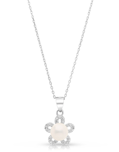 argint 925 floare cu perla si cubic zirconia 